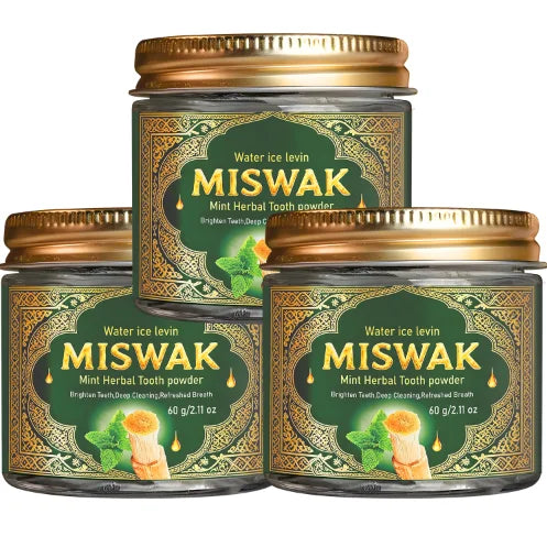 MISWAK Mint Herbal Tooth Powder – Charcoal Brightening Formula Herbal Tooth Powder Qme green