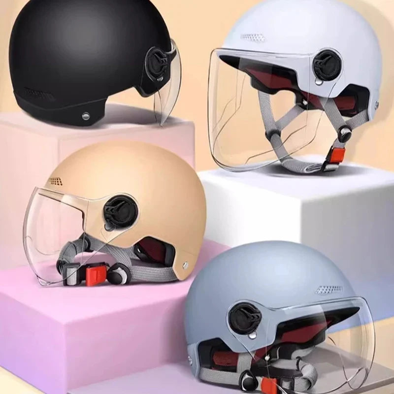 3C Certified Adult Cartoon Bike Motorcycle Half Helmet & Goggles Bike Safety Helmet Qme