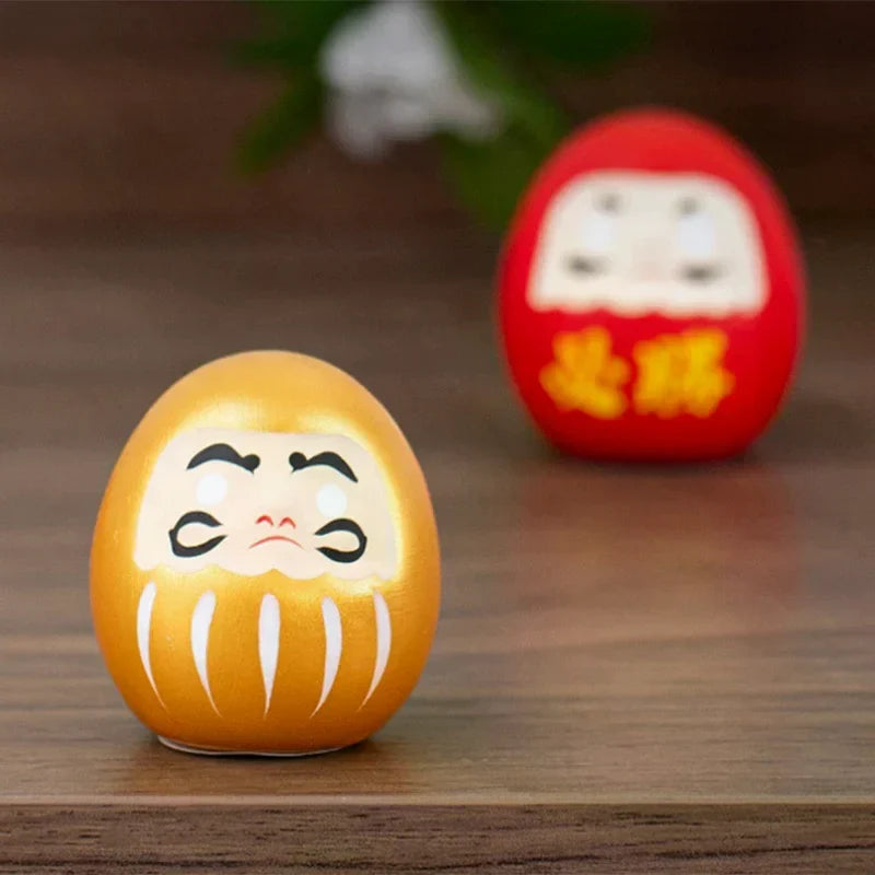 Japanese Daruma Doll Ornament | Luck & Prosperity Resin Decor Decorative Figurine Qme