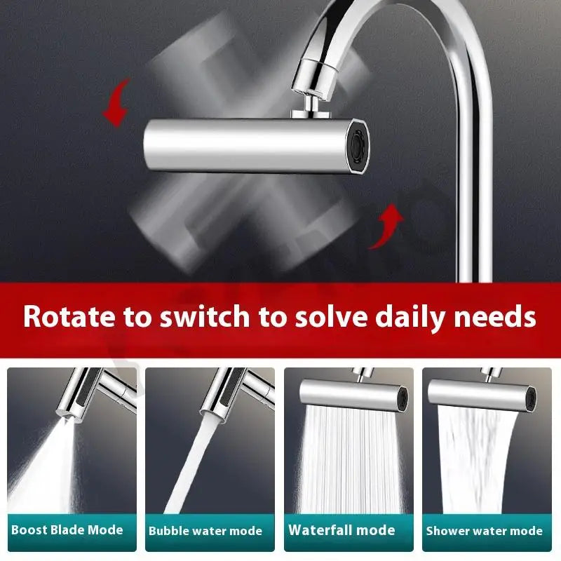 360° Swivel Kitchen Faucet Extender – 4-Mode Waterfall Spray Kitchen Faucet Extender Qst