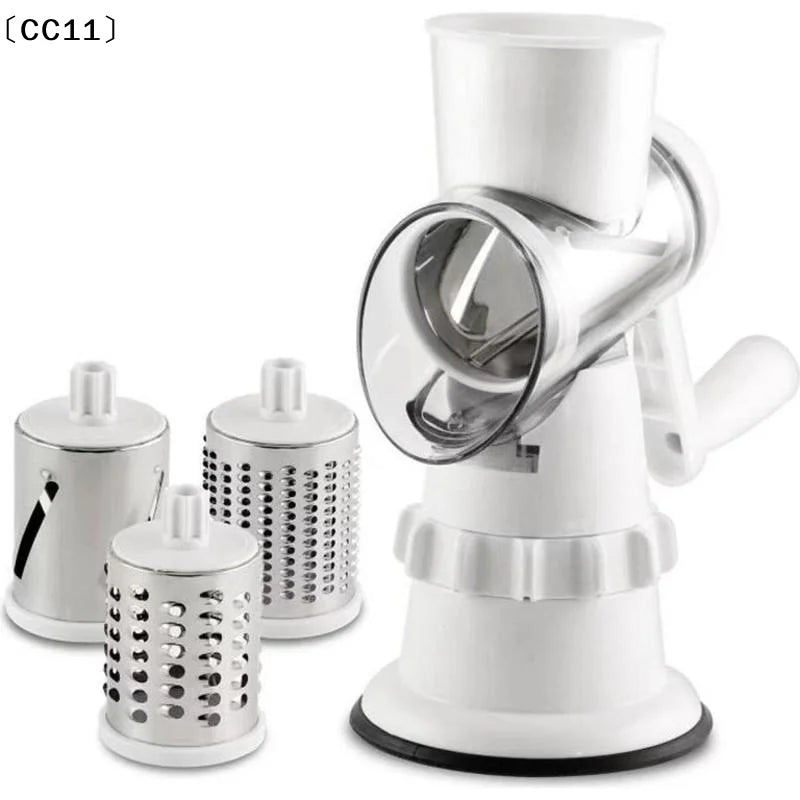 Manual Rotary Cheese Grater – 3 Interchangeable Stainless Blades Rotary Cheese Grater Qme