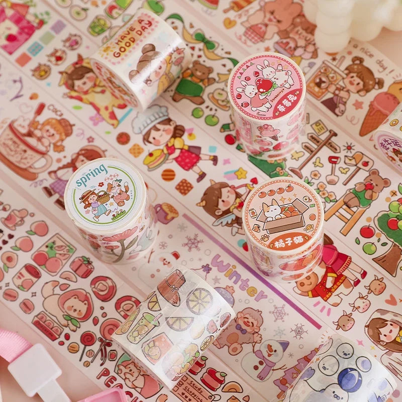 Cartoon Graffiti Washi Tape 50mm x 3m – Scrapbooking & DIY Decorative Craft Tape Qme