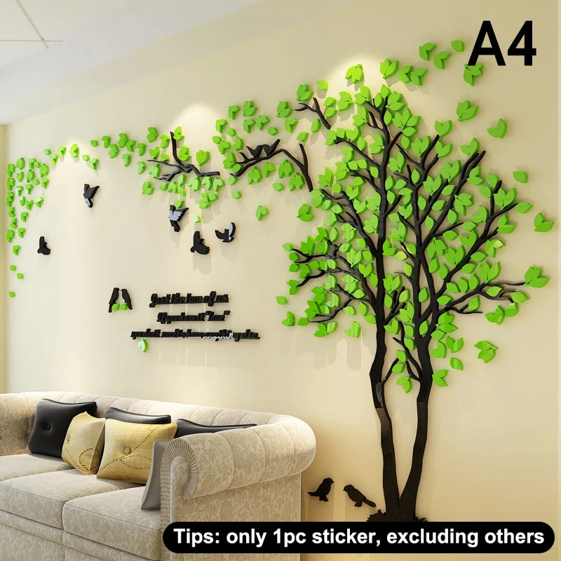 3D Acrylic Tree Wall Stickers – Self-Adhesive Wall Decal Wall Decal Sticker Qst A4