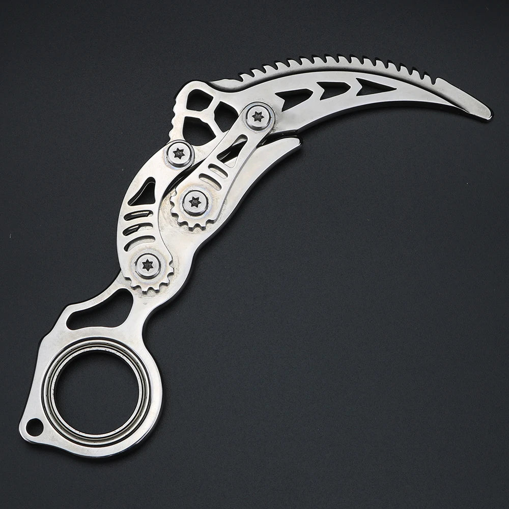 XUAN FENG Silver Folding Knife | 9CR17MOV Steel, Bearing Pivot Folding Pocket Knife Qst
