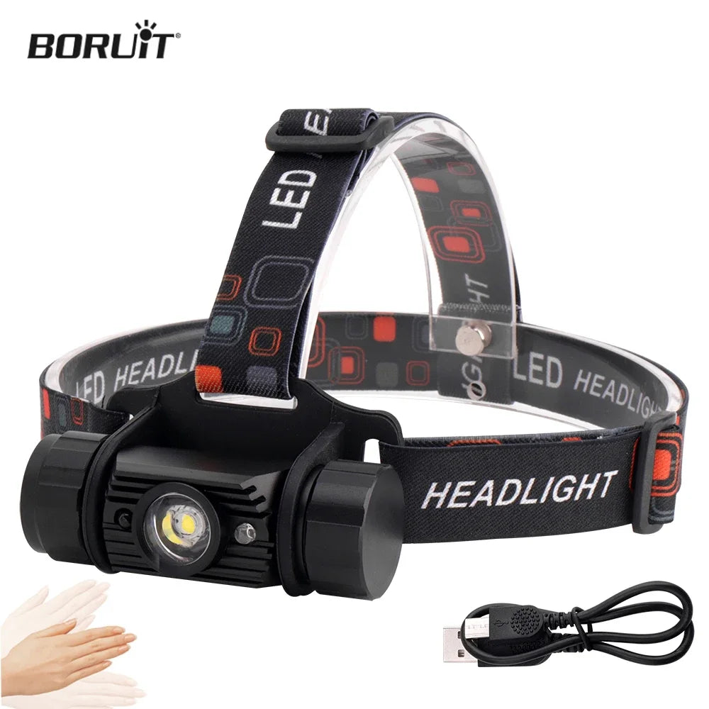BORUiT 020 Motion Sensor Headlamp 1000LM 18650 Rechargeable LED LED Headlamp Qst