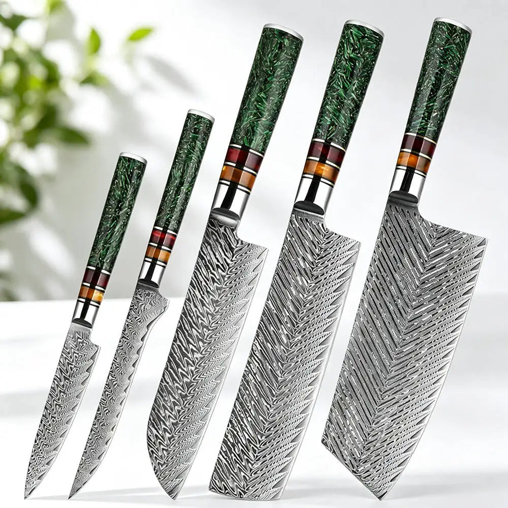 XITUO Damascus Steel Kitchen Knife Set – 1–6 Piece Chef Knives Damascus Kitchen Knife Set Qst