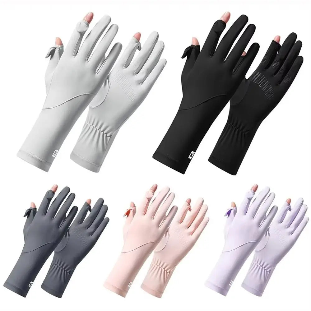 Ice Silk Women's UV Protection Gloves – Breathable & Cooling Sun Protection Gloves Qme