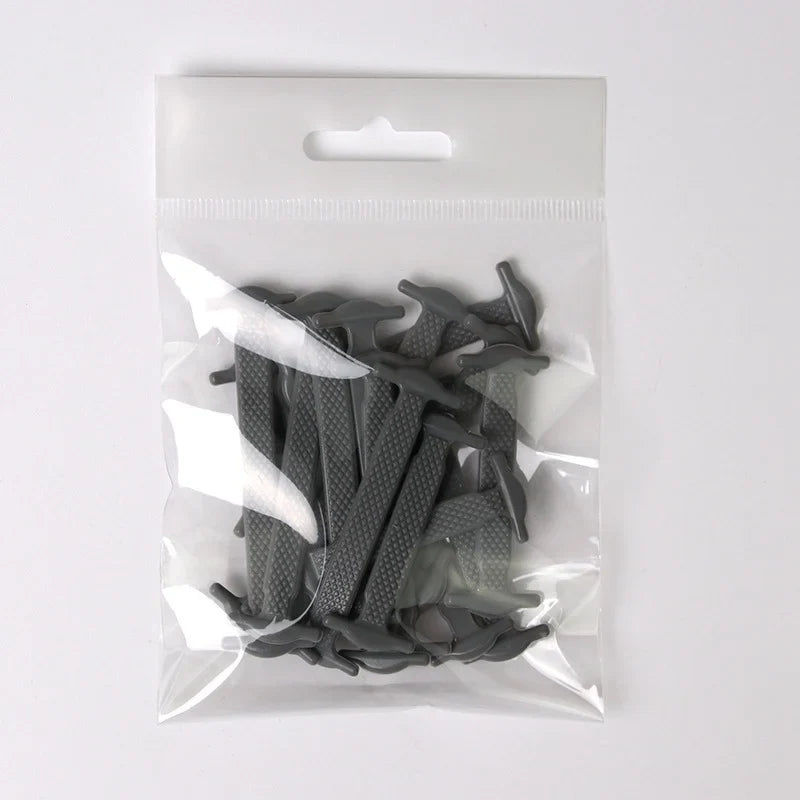 Silicone No-Tie Elastic Shoelaces – Kids, Women & Men Elastic Shoelaces Qme GRAY China Mainland