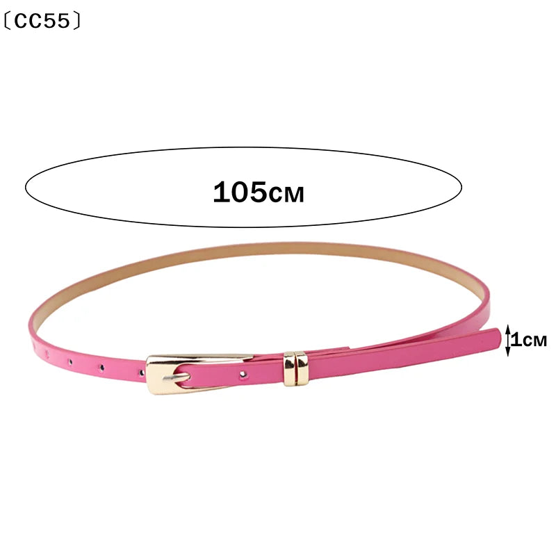 Women's Skinny Candy Color PU Waist Belt – 12 Colors Women's Fashion Belt Qst
