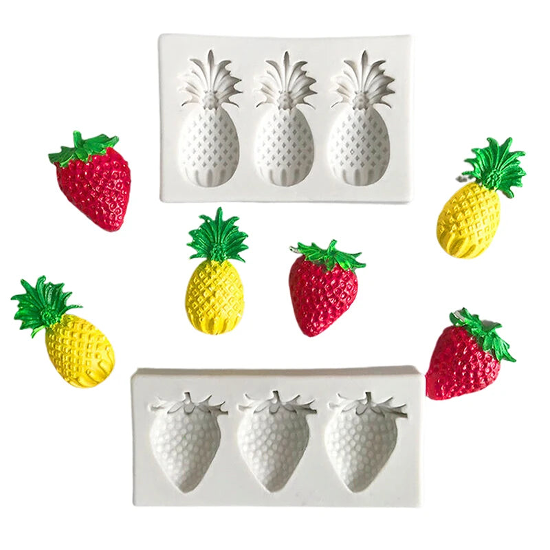 3-Cavity Pineapple Strawberry Silicone Mold – Cake Decorating Silicone Baking Mold Qst
