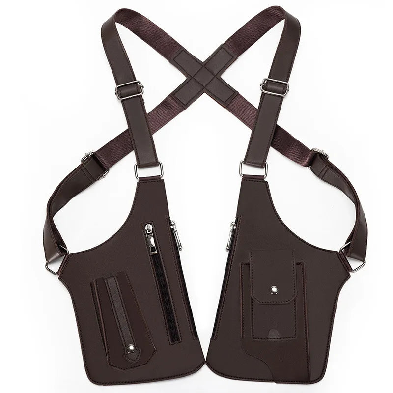 Men's Retro Underarm Satchel – Multi-functional Outdoor Bag Men's Shoulder Satchel Qme Brown