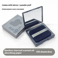 100-Sheet Oil-Absorbing Papers with Mirror Case & Puff Facial Blotting Papers Qme mirror box Black