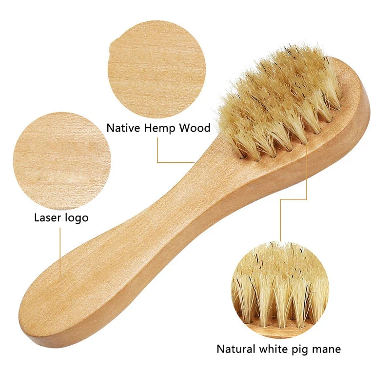 Natural Bristle Face Brush – Exfoliating Tool, Bamboo Handle Facial Cleansing Brush Qme