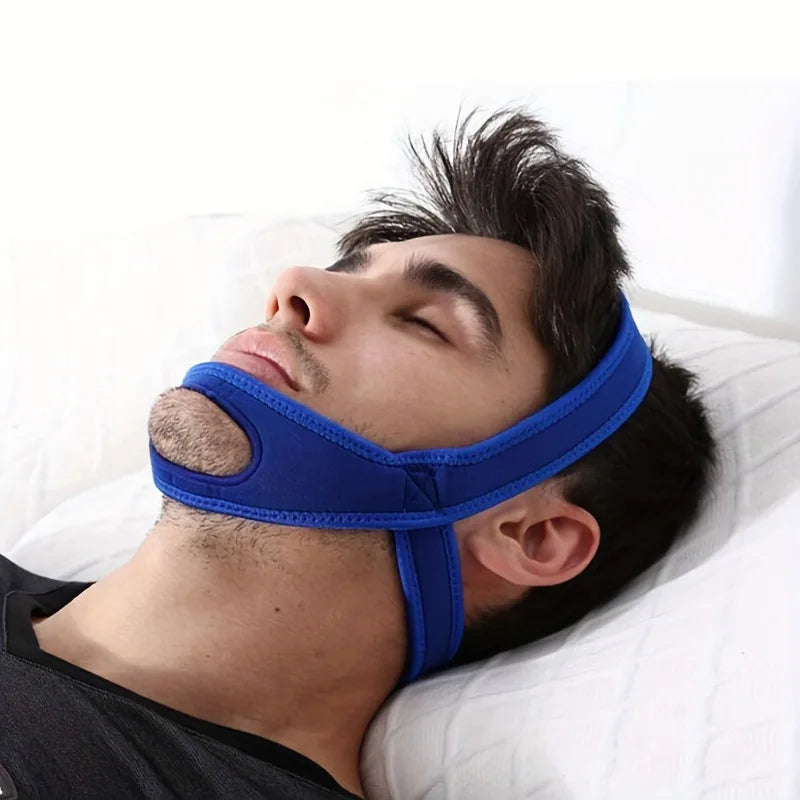 Anti-Snoring Chin Strap – Adjustable Sleep Mouth Support Band Anti-Snoring Chin Strap Qst Blue