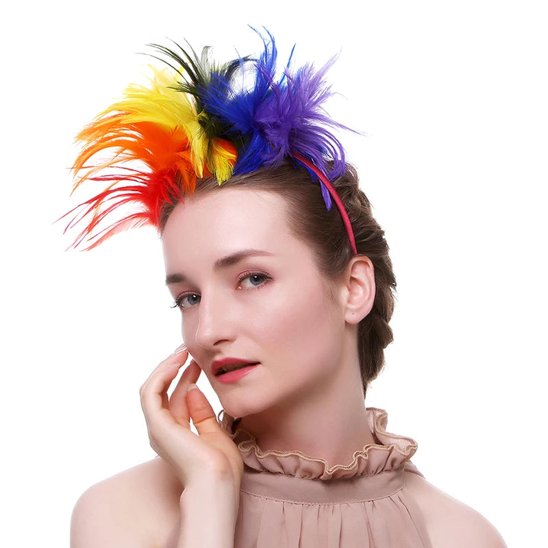 Feather Hair Band for Party, Prom & Carnival – One Size Feather Hair Band Qst