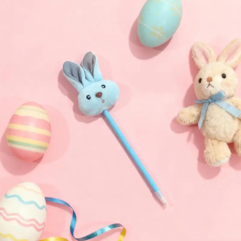 Kawaii Rabbit Plush Ballpoint Pen | Cute Easter Bunny Writing Pen Novelty Ballpoint Pen Qme