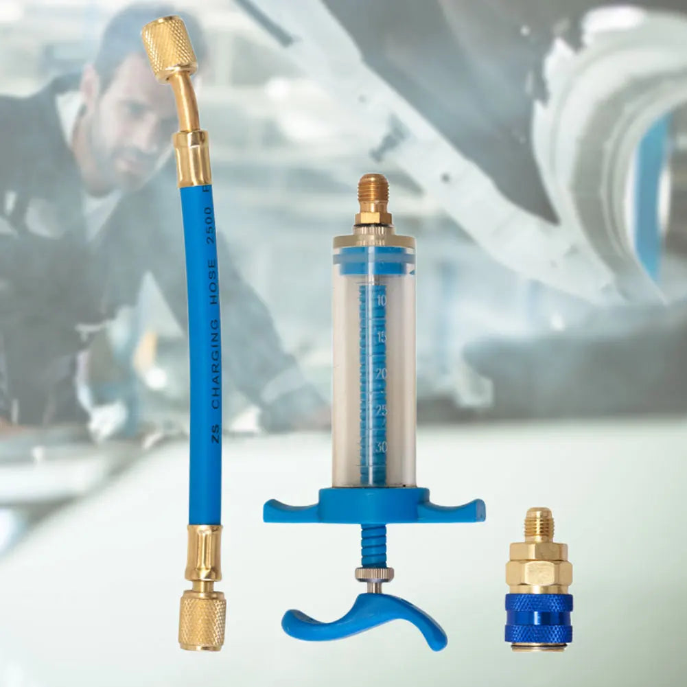 A/C Oil & Dye Injector 1oz – 1/4 SAE Coupler Adapter AC Service Tool Qme