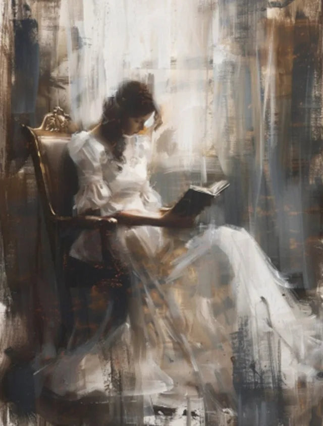 Vintage Female Reading Canvas Wall Art Print | Home Décor Canvas Wall Art Print Qst 14 20x30cm Unframed