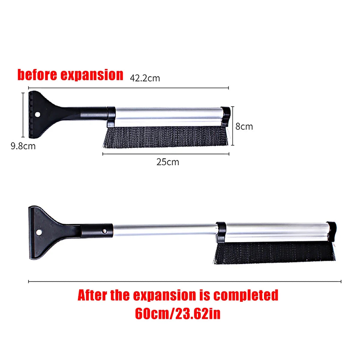 Extendable Car Snow & Ice Scraper – Winter Windshield Tool Car Ice Scraper Qme