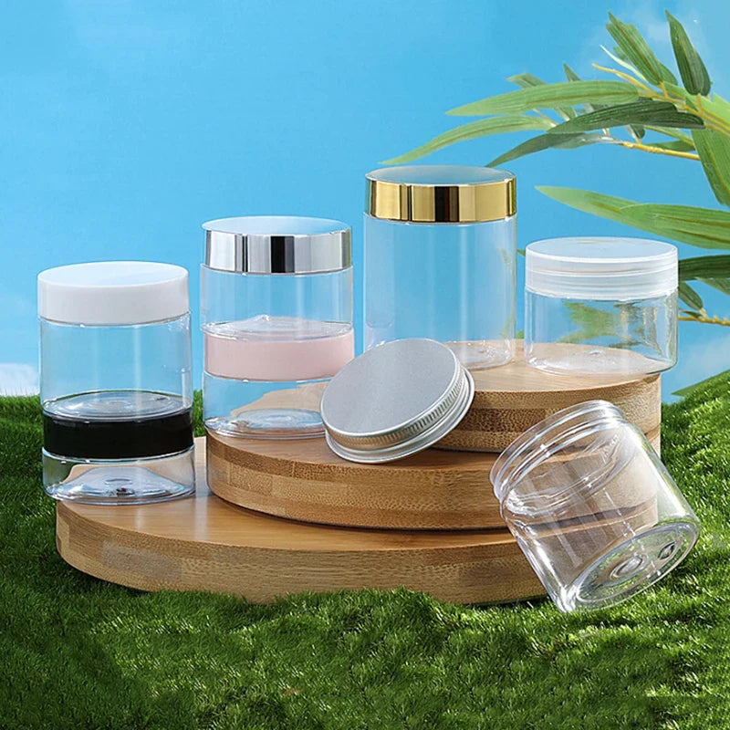 Refillable Plastic Travel Jars – Empty Cosmetic Containers, Set of 5 Cosmetic Travel Jars Qme