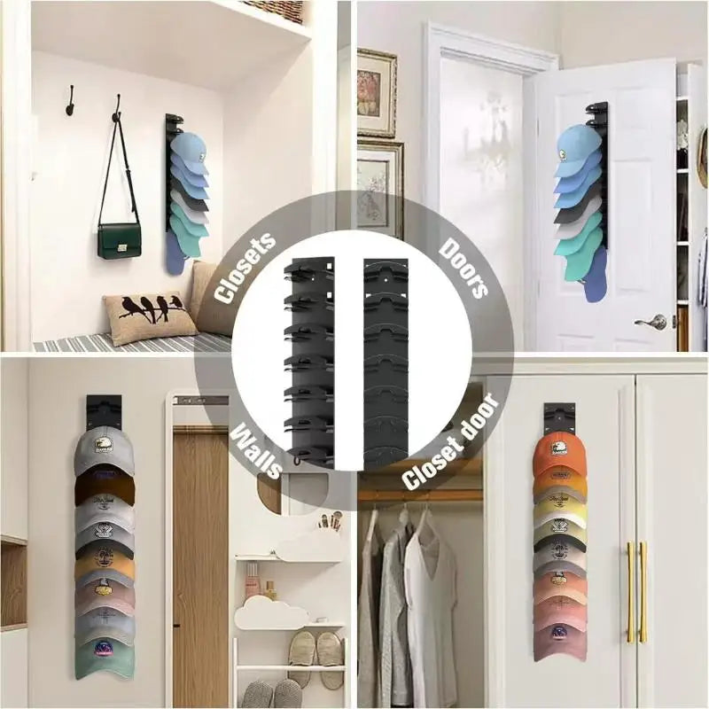 10-Grid Wall Mounted Hat Rack – Space-Saving Cap Organizer Hat Storage Rack Qst