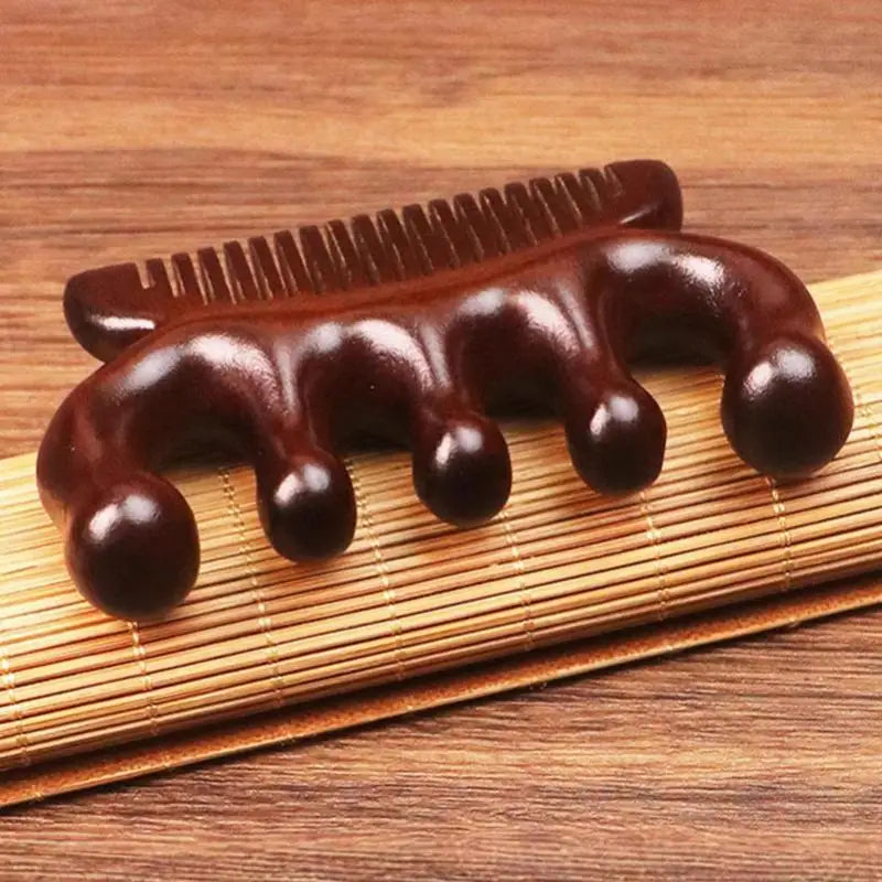 Sandalwood Head Massager Comb – 5-Tooth Scalp Scraper Scalp Massager Comb Qme
