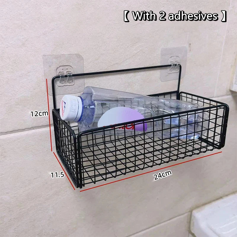 Wall-Mounted Storage Rack No Drilling – Kitchen & Bathroom Wall Storage Rack Qme A4