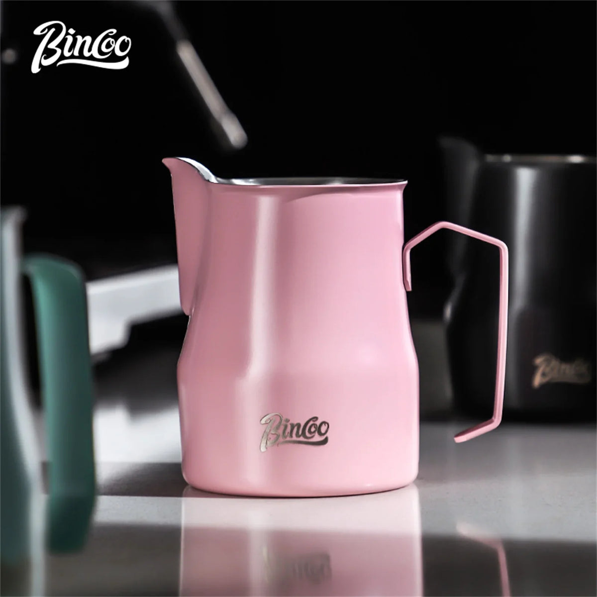 Bincoo Pink Stainless Steel Milk Frothing Pitcher 300/450ml Milk Frothing Pitcher Qst