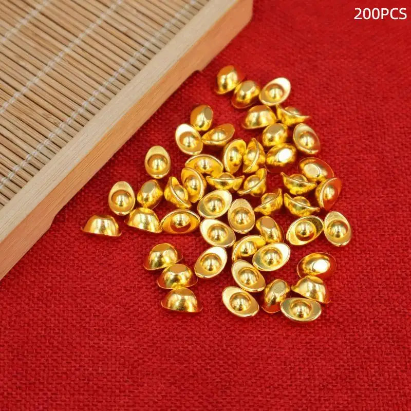 100 Gold Mini Ingot Charms – DIY Wealth Luck Décor & Craft Props Miniature Craft Charms Qme 200pcs