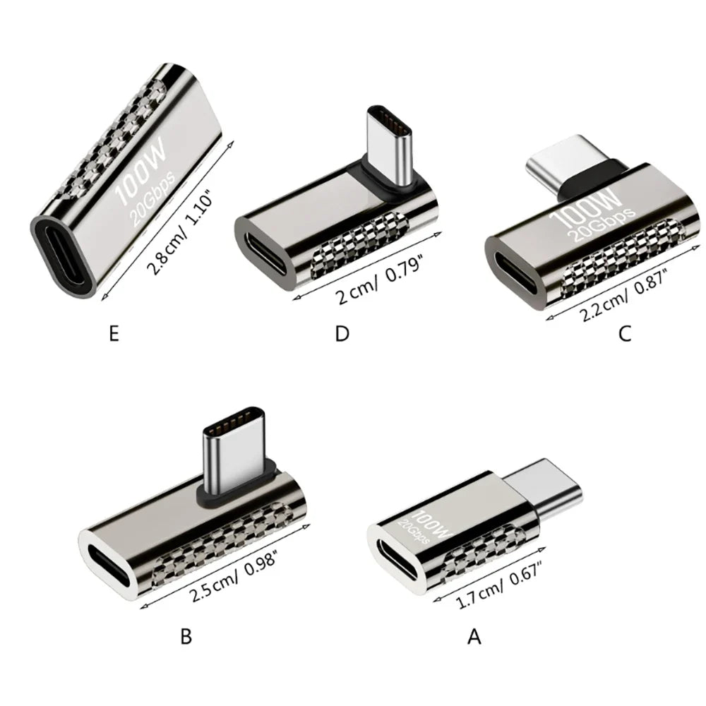 USB-C 90° Adapter 20Gbps OTG 8K 4K 100W Fast Charging USB-C Adapter Qme