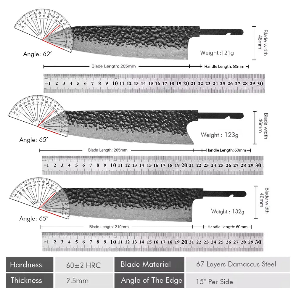 TURWHO Damascus VG10 Blank Knife Blades – DIY Chef Knife Set Blank Knife Blade Qst
