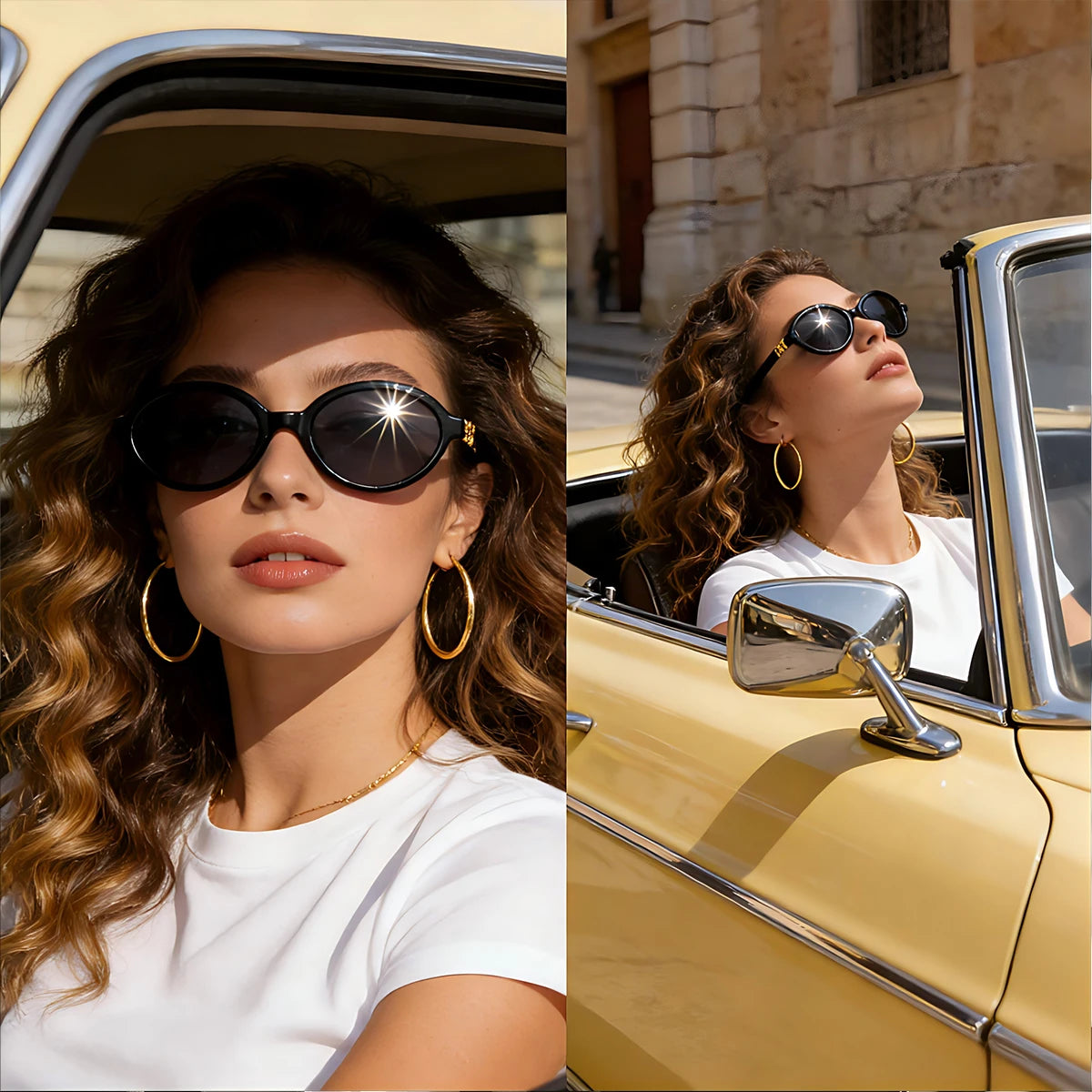VOPHA Retro Oval Sunglasses UV400 – Vintage 90s Shades S35 Fashion Sunglasses Qst