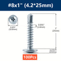 #8 Phillips Truss Head Self-Drilling Tek Screws | Zinc Sheet Metal Self-Drilling Screws Qme 100pcs 25mm