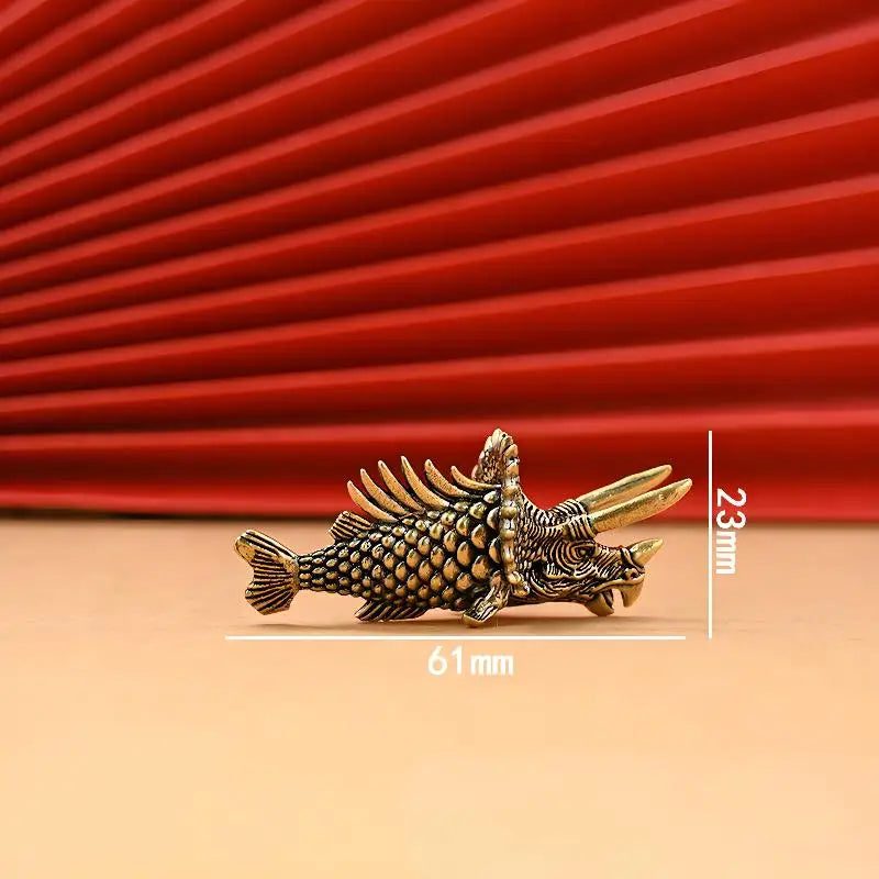 Brass Fish Figurine Retro Lucky Animal Statue Home Decor Brass Figurine Qst