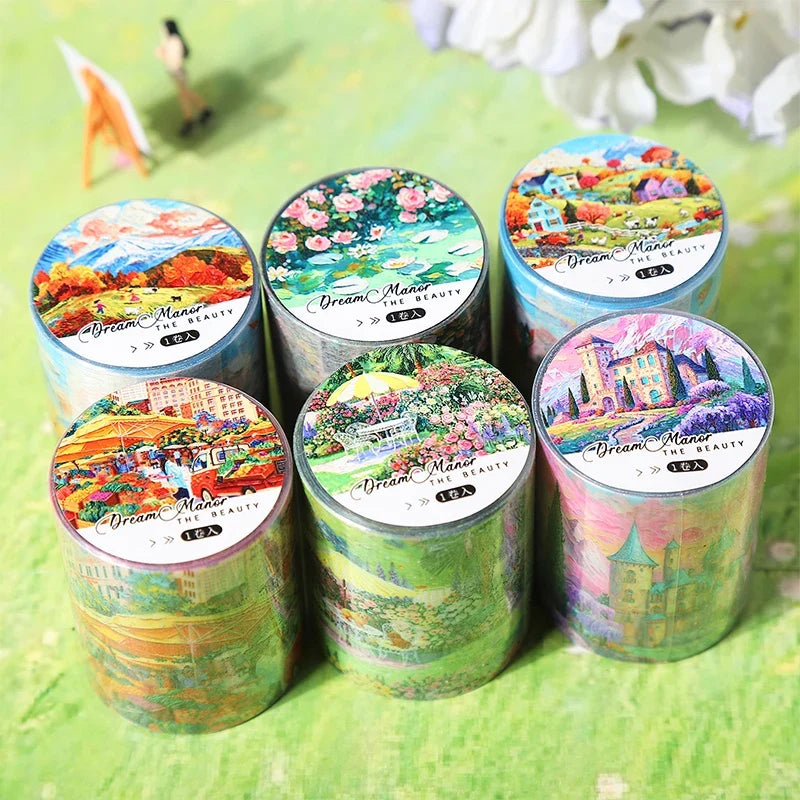 Wide European Town Scenery Washi Tape – Junk Journal Decorative Washi Tape Qme