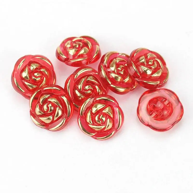 Acrylic Rose Flower Buttons 12.5mm – Sewing & DIY Crafts Craft Buttons Qme Red