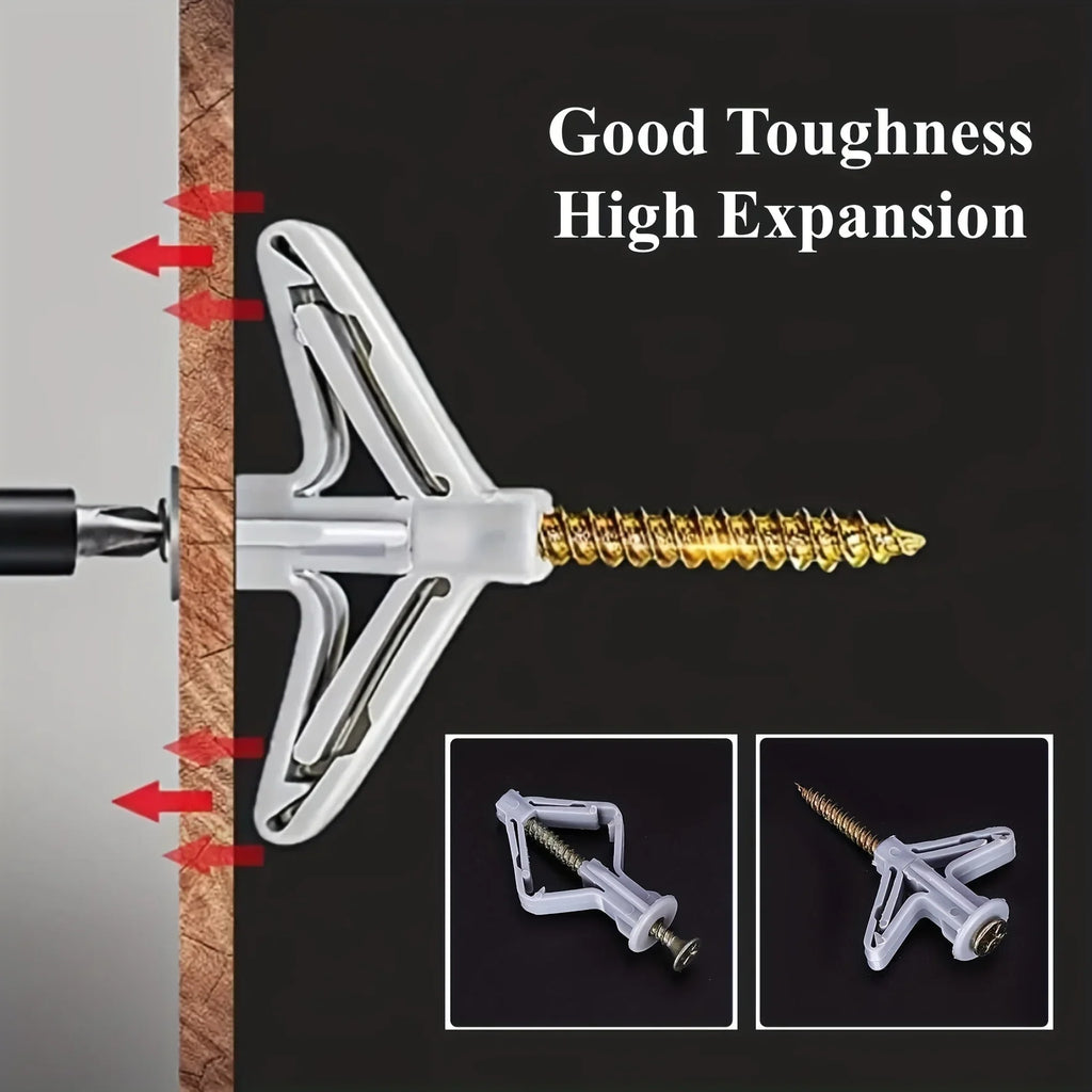 Hollow Wall Anchors Butterfly Expansion Screws Drywall 50pc Wall Anchors & Screws Qme