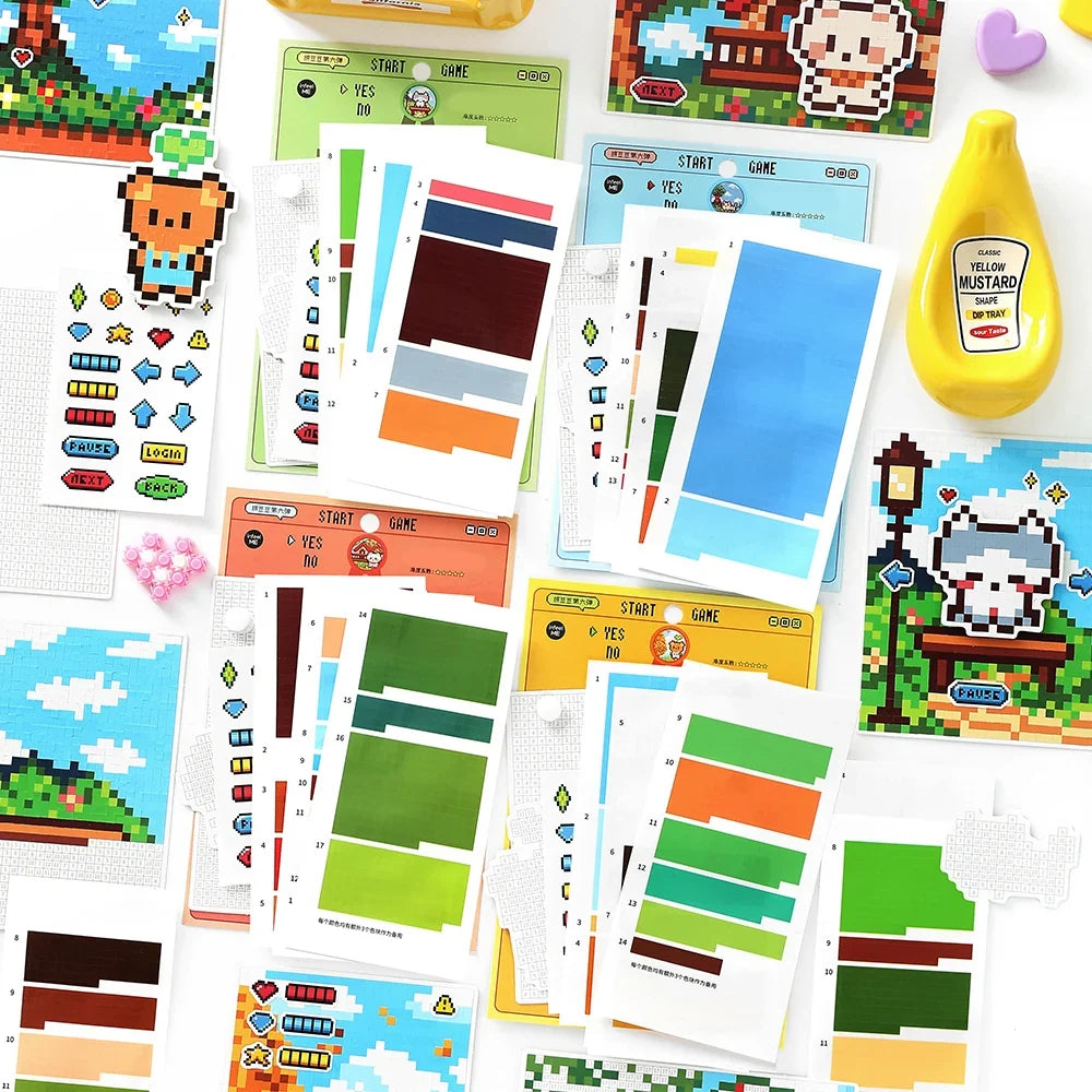 6 Sheets Kawaii Animal Pixel Stickers – DIY Scrapbook & Craft Decorative Sticker Sheets Qme