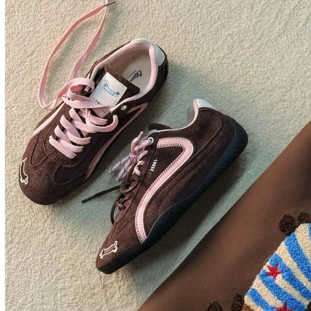 Y2K Vintage Women's Fruit Embroidery Flat Sneakers | Streetwear Women's Casual Sneakers Qst Brown 40