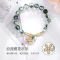 Cherry Blossom Green Ghost Lucky Crystal Bracelet Crystal Bracelet Qme green 17cm