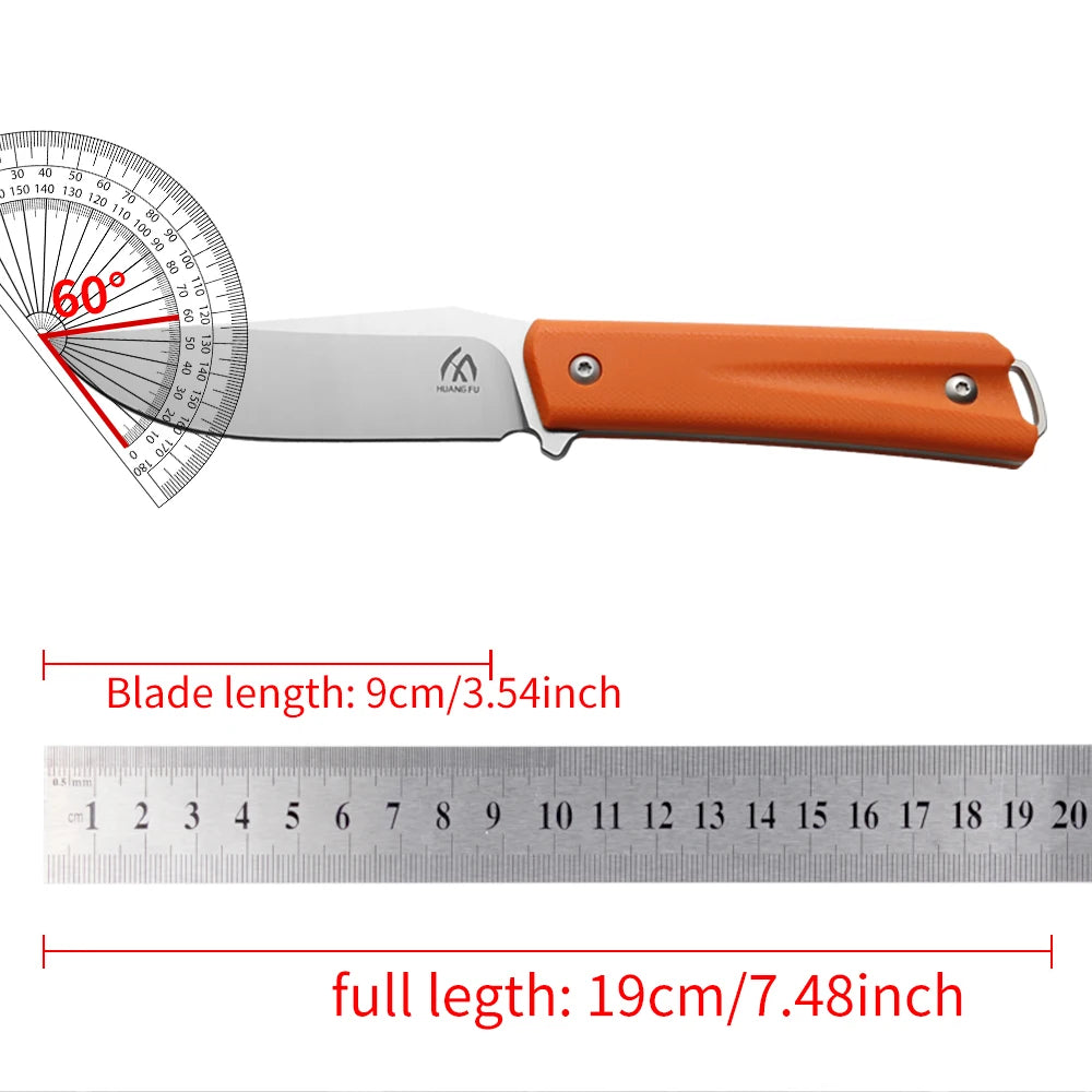 HUANGFU Full Tang Fixed Blade Knife with Sheath | Outdoor EDC Fixed Blade Knife Qst