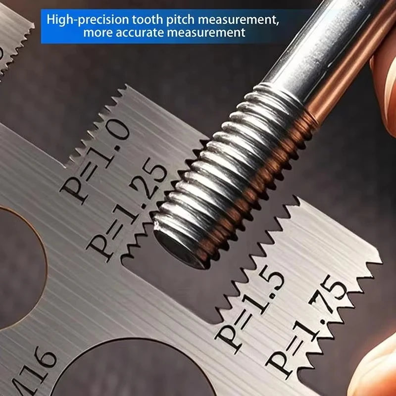 Stainless Steel Screw Thread Caliper – Pitch, Length & Diameter Gauge Thread Pitch Gauge Qst