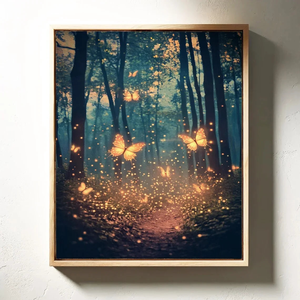 Magical Forest Path Canvas Wall Art – Glowing Butterflies Canvas Wall Art Qst TR2622317 50x70cm Unframed