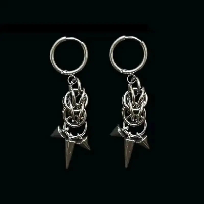 Punk Spiked Gothic Cone Dangle Earrings – Y2K Grunge Unisex Gothic Dangle Earrings Qme 05