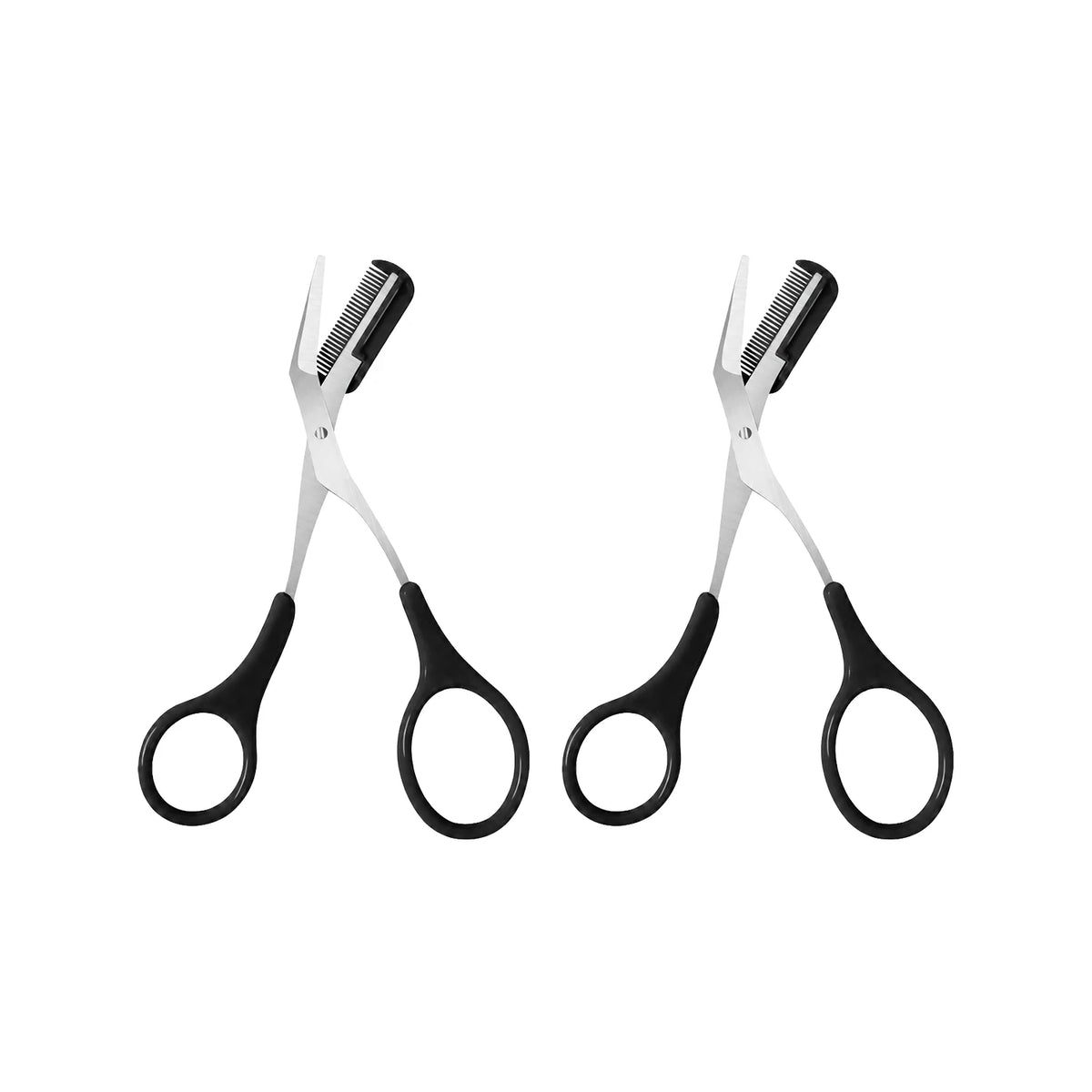 Eyebrow Scissors with Comb – Curved Precision Brow Trimmer Eyebrow Grooming Tool Qst black-2pcs