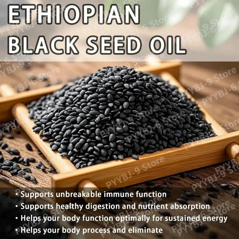 Ethiopian Black Seed Oil Softgels 60ct – Natural, Non-GMO Black Seed Supplement Qst