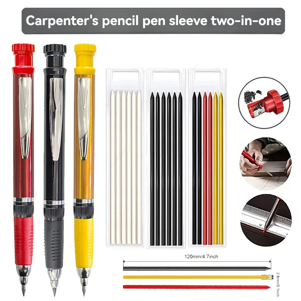 Carpenter Mechanical Pencil Built-In Sharpener 2.8mm Refillable Carpenter Mechanical Pencil Qme