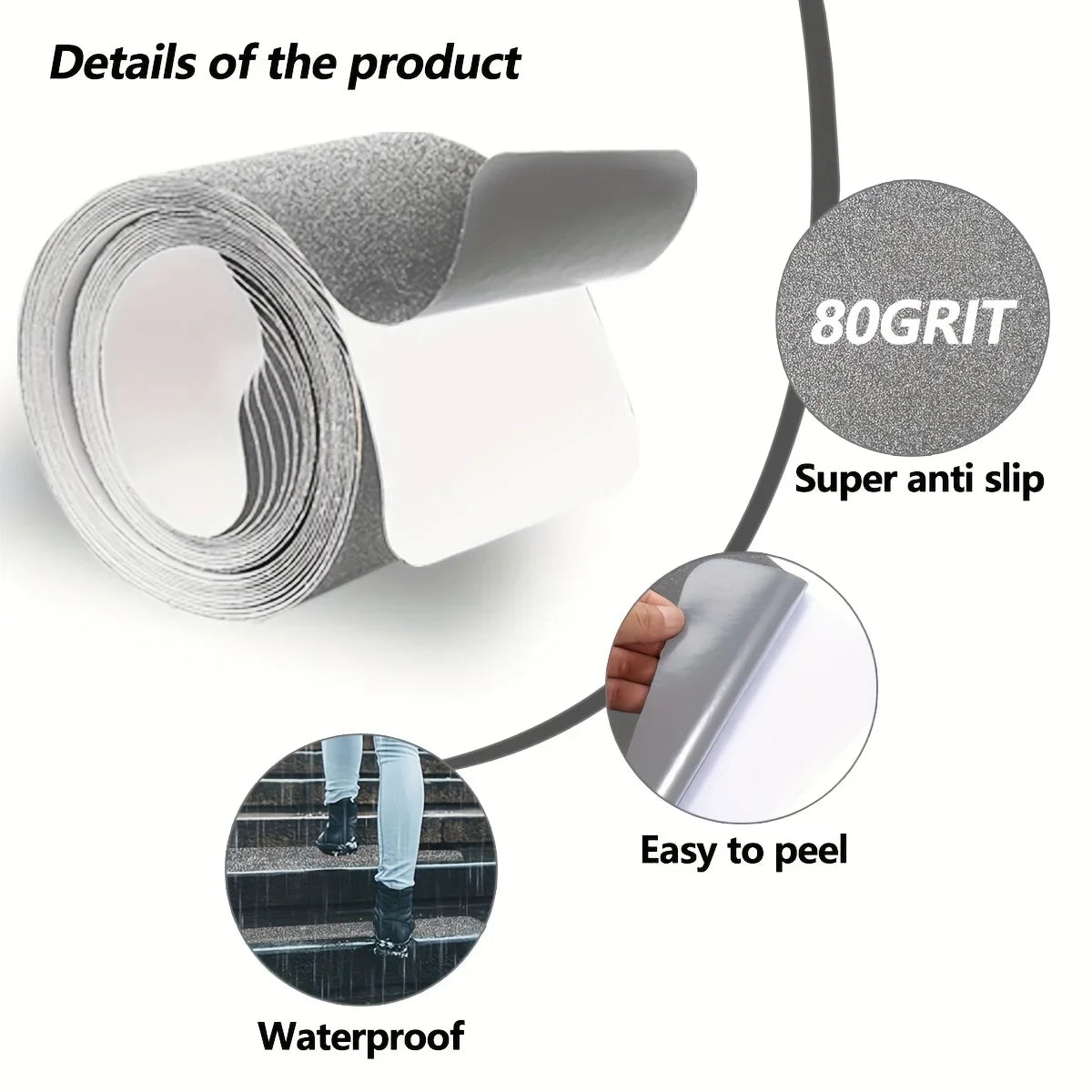 Heavy Duty Anti-Slip Grip Tape for Stairs & Pedals – 80 Grit Anti-Slip Grip Tape Qme