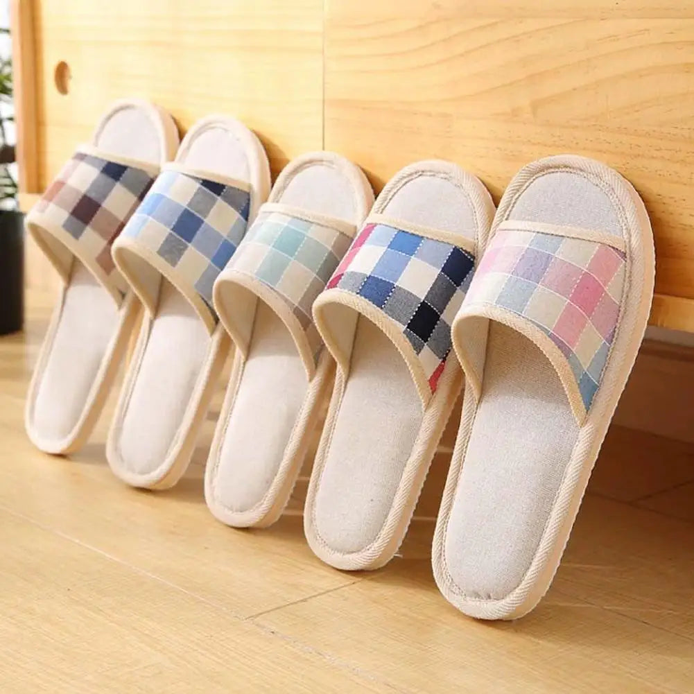 Women's Linen Indoor Slippers – Non-Slip Summer Home Shoes Indoor Slippers Qme