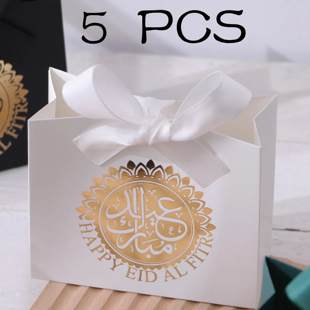 5 Compact Eid Gift Boxes | Elegant Paperboard Set – Black & More Eid Gift Boxes Qme --5Pcs-White- 11.5X10X4.5Cm
